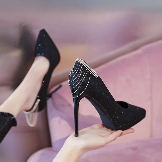 2022 New fashion summer women Sexy Stiletto High Heels pumps Ladies Pointed Toe Shallow Party Shoe for wedding women black shoes