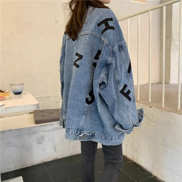 2022 Spring Loose Vintage Jean Woman Jacket Coat Latter Cowboy Crop Long Denim Jacket Women Coats Women's Jackets