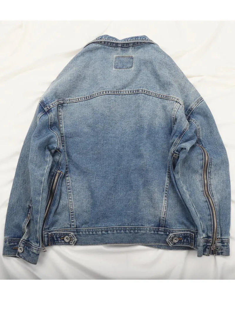 2023 New Autumn Women Denim Jacket Long Sleeves Denim Coat Blue Bomber Jeans Jacket Pocket Zipper Vintage Outerwear