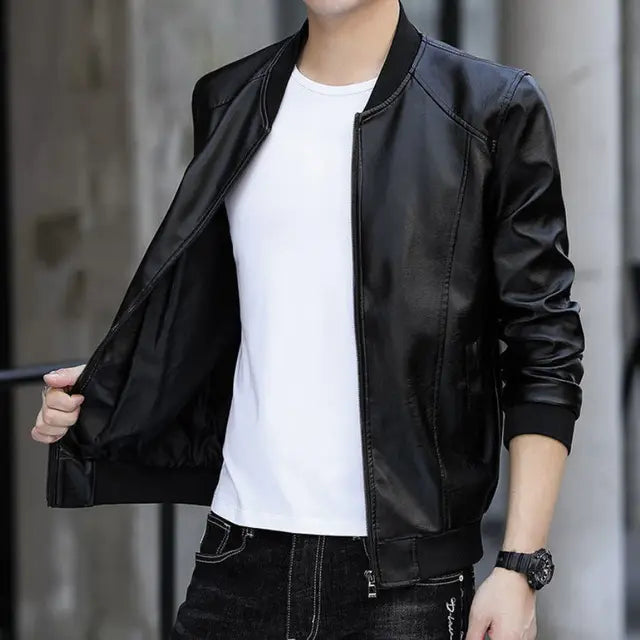 Autumn Winter Korean Thick Solid Coat Man Zipper Pocket Casual Plus Velvet Tops Loose Leather Jacket Fashion Y2K Male Clothes