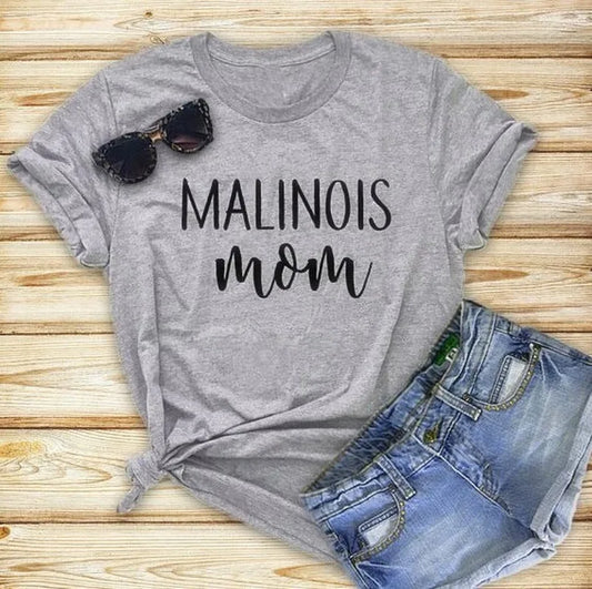 Cotton Women T Shirt Malinois Mom Printed Tshirt Ladies Short Sleeve Tee Shirt Women Female Tops Clothes Camisetas Mujer