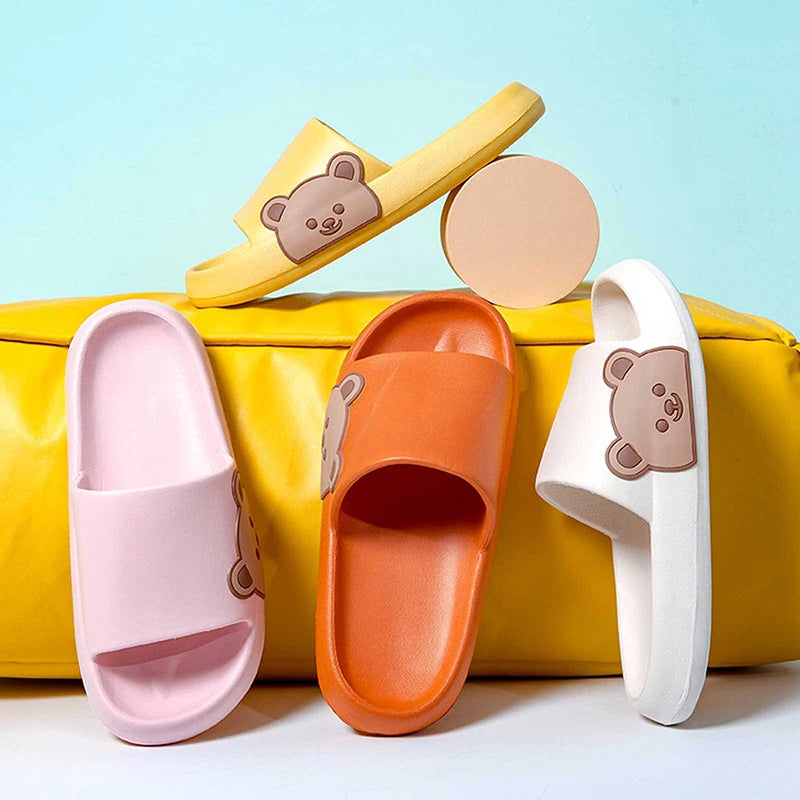 Cute Bear Women Slippers Thick Platform Non-Slip Shower Bathroom Slides Soft Eva Flip Flops Summer Shoes Women Men Beach Sandals