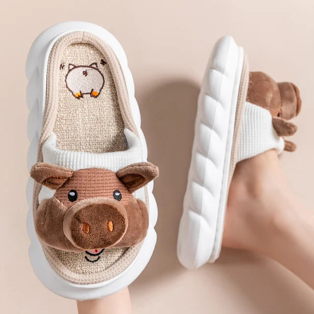 Cute Pig Home Slippers for Women Memory Foam Pigs Platform Soft Slippers Female Lovely Animal House Four Season Indoor Slides