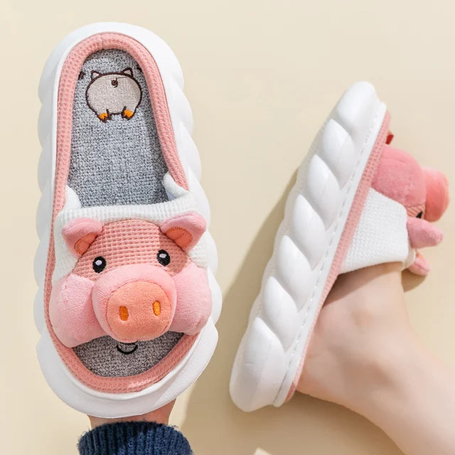 Cute Pig Home Slippers for Women Memory Foam Pigs Platform Soft Slippers Female Lovely Animal House Four Season Indoor Slides