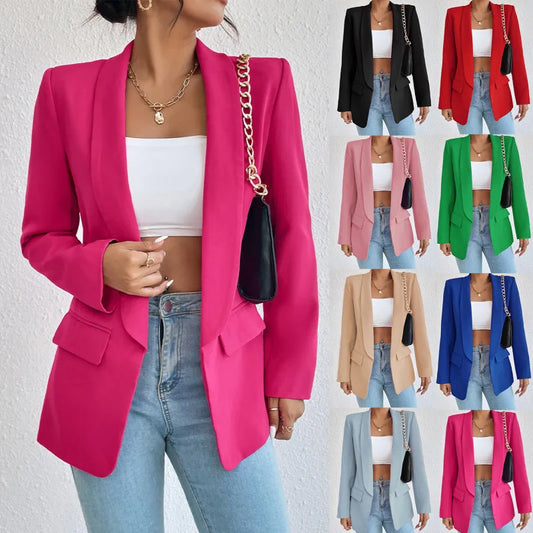 Fashion Spring Traf Women's Jacket 25 34 Solid Polyester Cotton Non Strech Long Sleeve Office Lady Blazers New In Outerwears