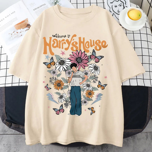 Harrys House Women T-shirts 100% Cotton Summer Manga Graphic Short Sleeve Tee Soft Originality Slice of Life Individualization