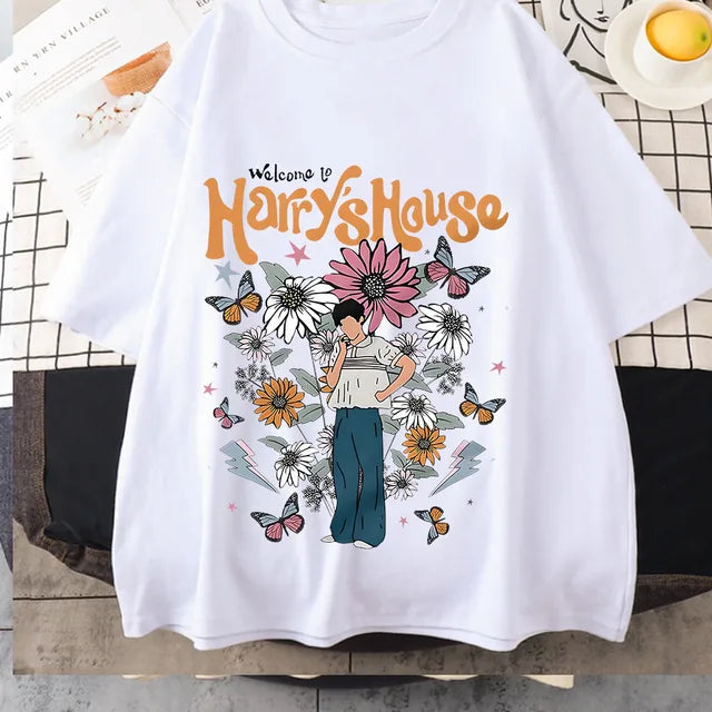 Harrys House Women T-shirts Cotton Summer Manga Graphic Short Sleeve Tee Soft Originality Slice of Life Individualization