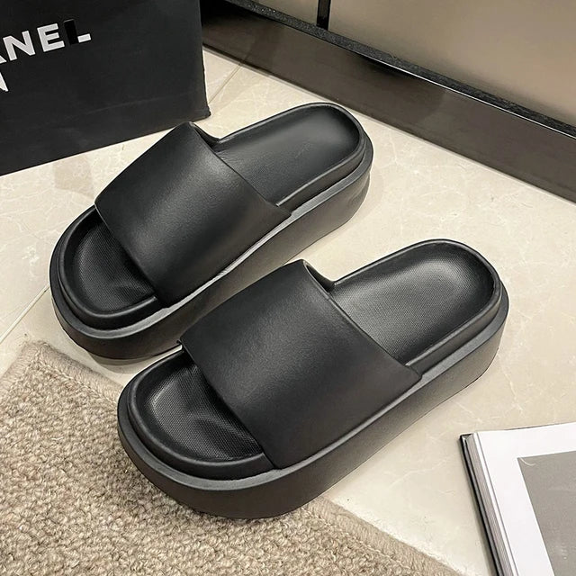 New EVA Thick Sole Slippers for Women Summer 2024 Fashion Home Platform Slippers Woman Open Toe Non Slip Beach Slides Sandals