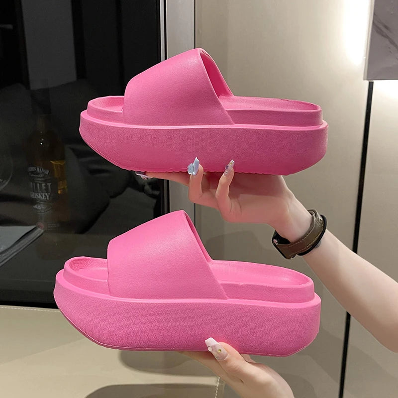 New EVA Thick Sole Slippers for Women Summer 2024 Fashion Home Platform Slippers Woman Open Toe Non Slip Beach Slides Sandals