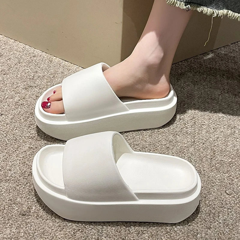 New EVA Thick Sole Slippers for Women Summer 2024 Fashion Home Platform Slippers Woman Open Toe Non Slip Beach Slides Sandals