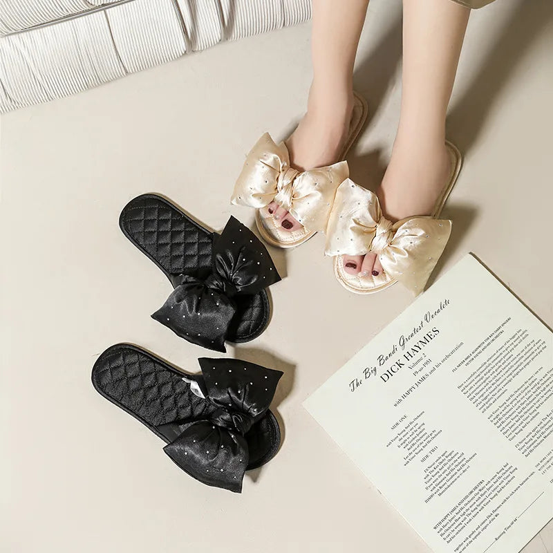 New Fashion Wedding Slippers Women Peep Toe Bedroom Home Sandals Bride Bridesmaid Wedding Shoes With Silk Bow