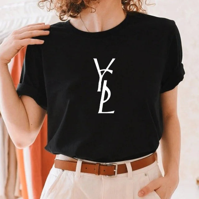 New Summer Classic Letter Print Pattern Fashion Women's Oversized T-Shirt Casual Street Hot Short Sleeve Women's Clothing Tops