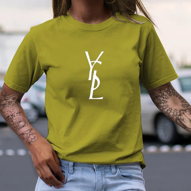 New Summer Classic Letter Print Pattern Fashion Women's Oversized T-Shirt Casual Street Hot Short Sleeve Women's Clothing Tops