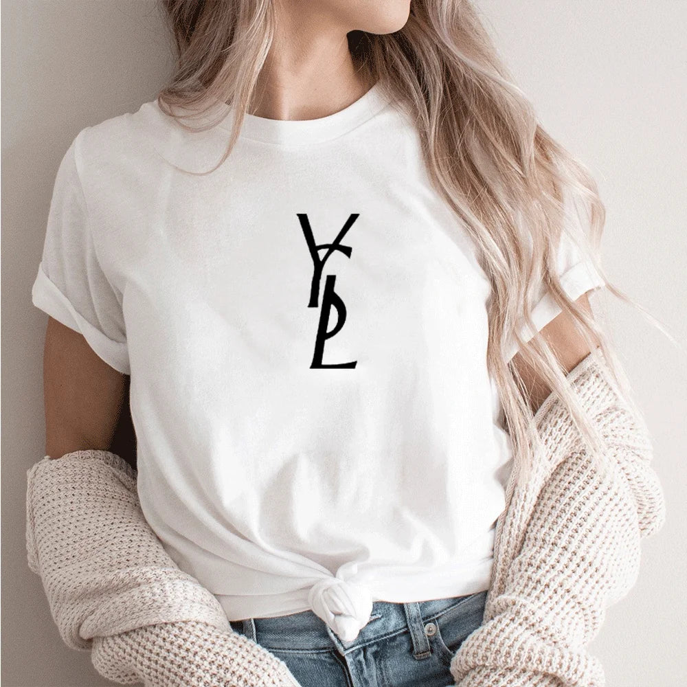 New Summer Classic Letter Print Pattern Fashion Women's Oversized T-Shirt Casual Street Hot Short Sleeve Women's Clothing Tops