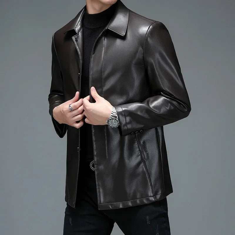 Sheepskin Jackets for Men 2022 Spring Autumn Men's Leather Jacket Genuine Leather Coats Male Zipper Casual Father Xhl310