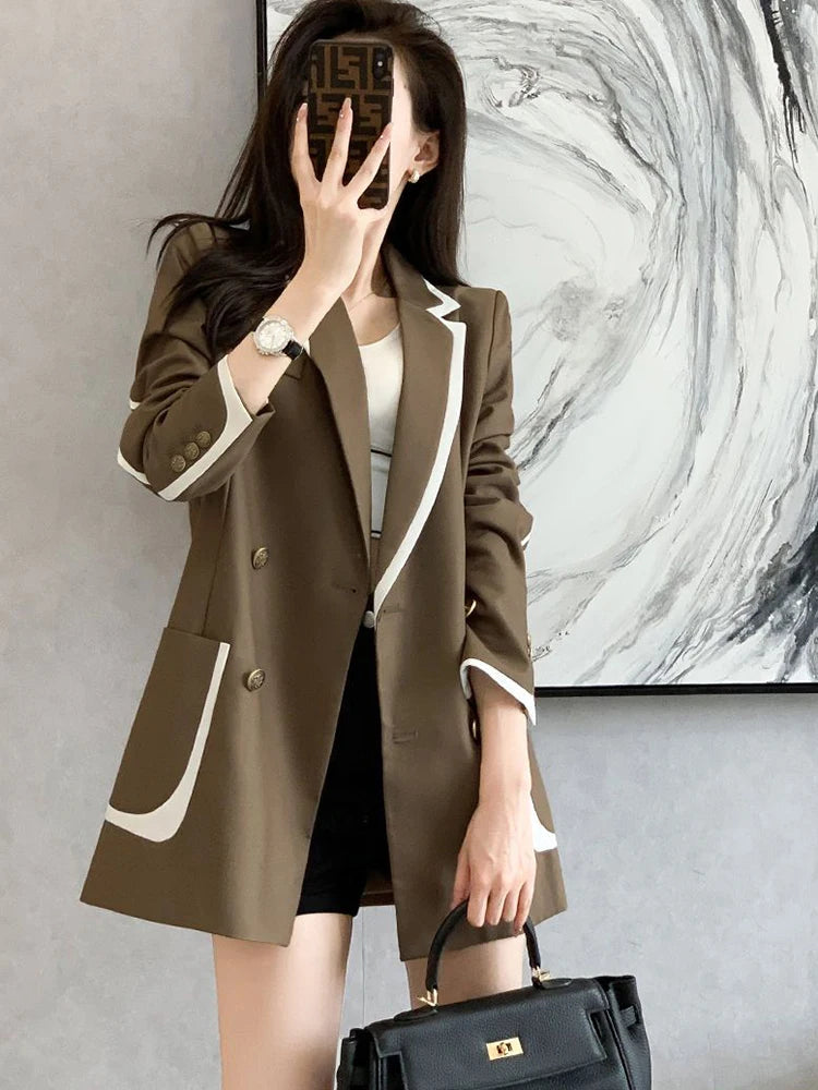 Zoki Oversize 4Xl Fashion Blazer Women Elegant Loose Long Sleeve Suit Coat Korean Office Lady High Quality Casual Jackets New