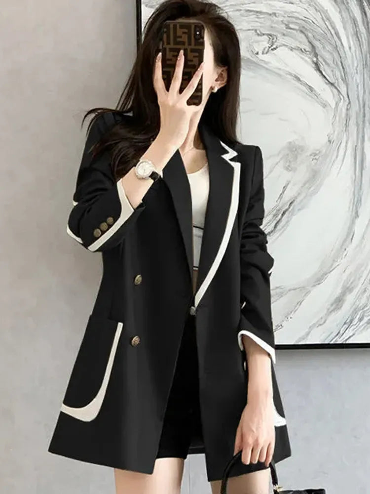 Zoki Oversize 4Xl Fashion Blazer Women Elegant Loose Long Sleeve Suit Coat Korean Office Lady High Quality Casual Jackets New