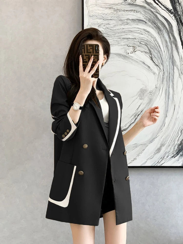 Zoki Oversize 4Xl Fashion Blazer Women Elegant Loose Long Sleeve Suit Coat Korean Office Lady High Quality Casual Jackets New